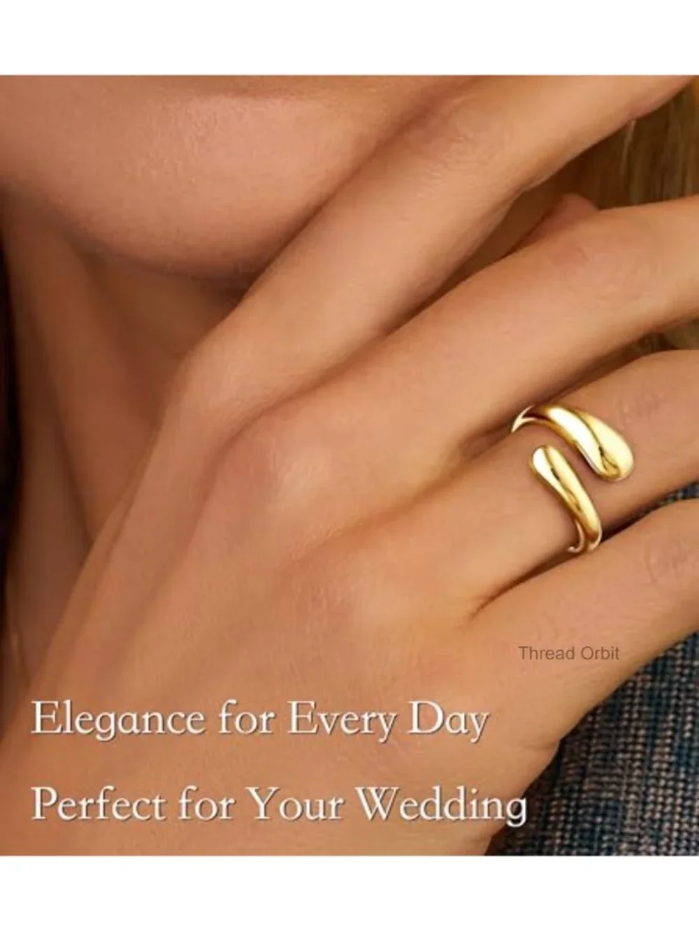Non Tarnish Gold Chunky Rings for Women, 14K Gold Plated Statement Dome Rings